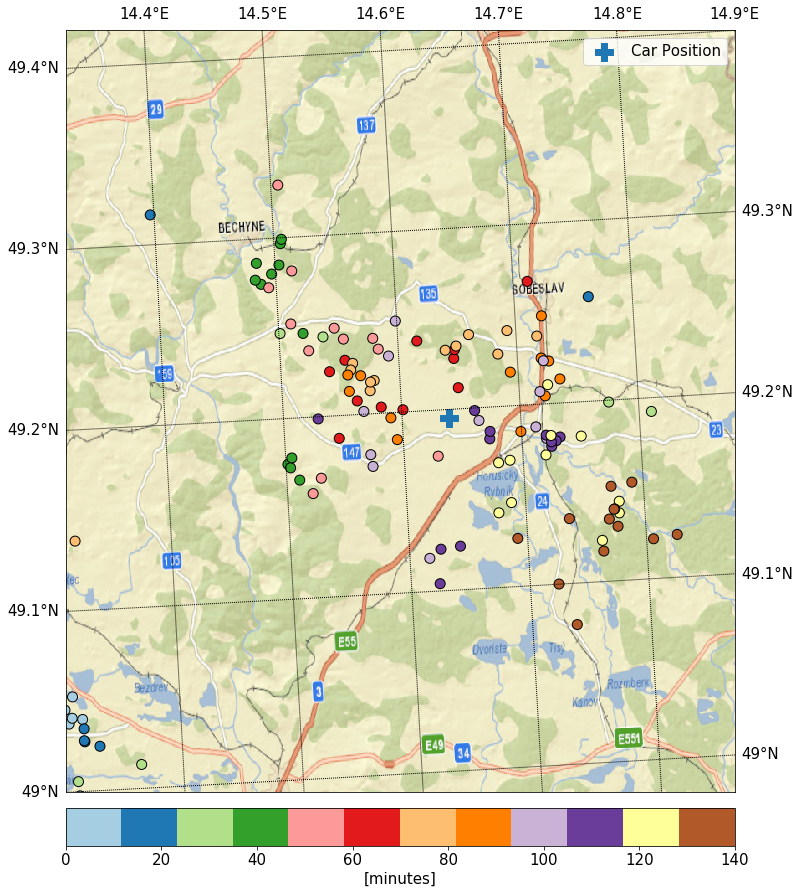 Lightning detection testing situation map